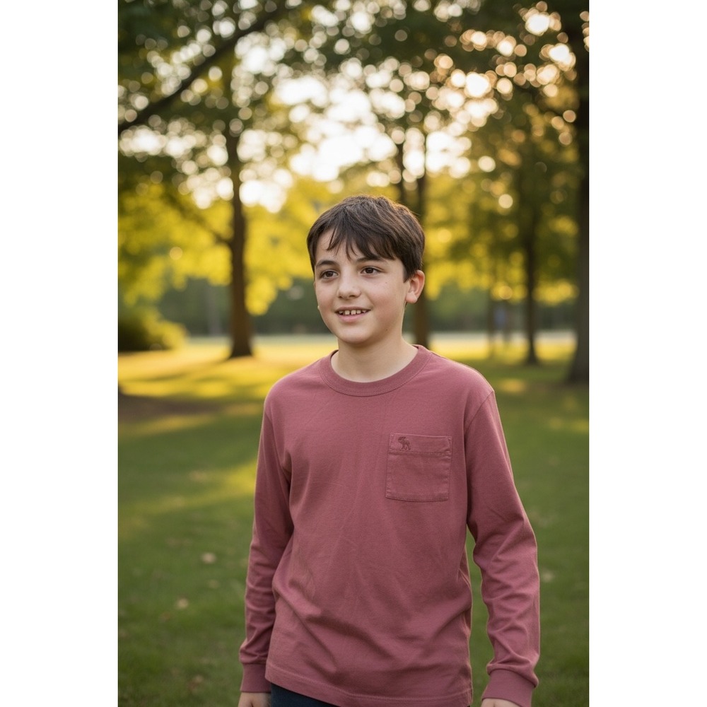Abercrombie Kids Relaxed Fit Long‎ Sleeve Pocket T Shirt Red Size 11 12